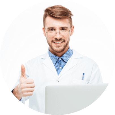 happy-male-doctor-holding-laptop